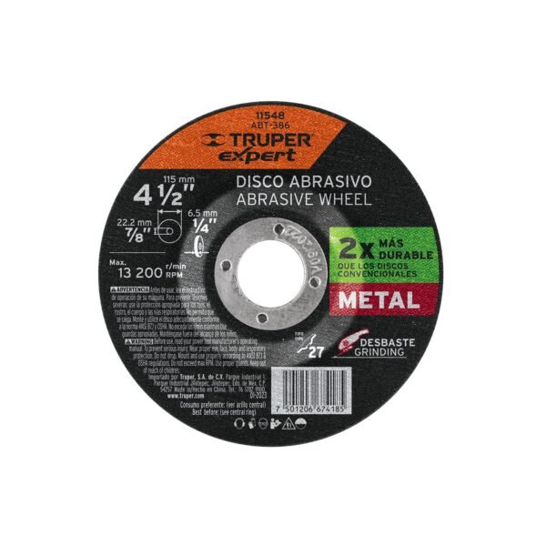 Disco Tipo 27 de 4-1/2' x 6.4 mm desbaste de metal, EXPERT