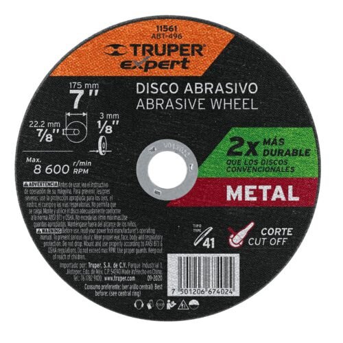 ABT-496.jpg Disco para corte de metal, tipo 41, diámetro 7' EXPERT