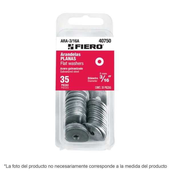 Blíster con 25 arandelas planas de 5/16', FIERO