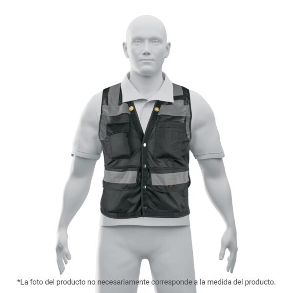 Chaleco seguridad reforzado negro con bolsas, G, EXPERT