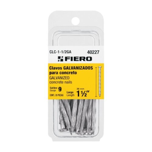 CLC-1-1-2GA.jpg Blíster con 20 clavos galvanizados p/concreto 1-1/2', FIERO