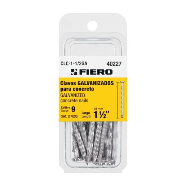CLC-1-1-2GA.jpg Blíster con 20 clavos galvanizados p/concreto 1-1/2', FIERO