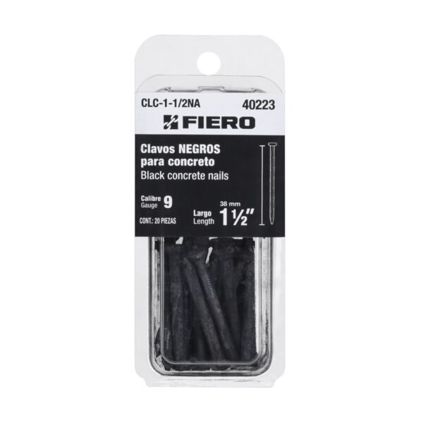 CLC-1-1-2NA.jpg Blíster con 20 clavos negros para concreto 1-1/2', FIERO