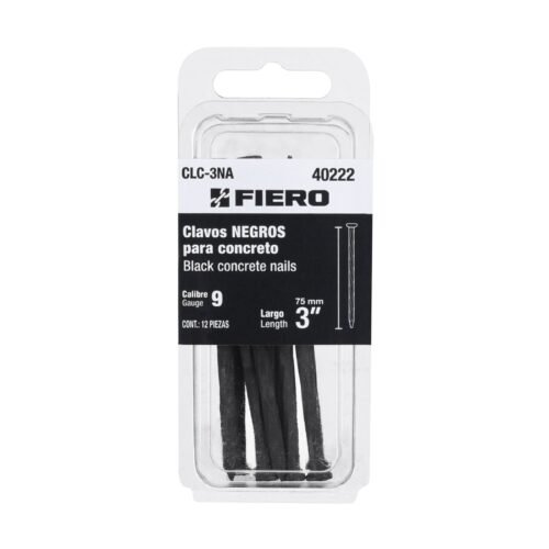 CLC-3NA.jpg Blíster con 12 clavos negros para concreto 3', FIERO