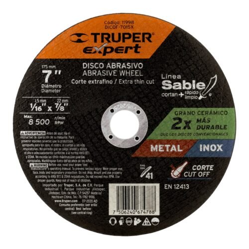 DICOF-7015X.jpg Disco abrasivo de corte preciso metal 7' x 1.5 mm, EXPERT