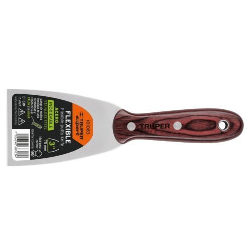 Espátula 3' Acero Inoxidable con Mango de Madera, herramienta versátil para trabajos de albañilería, clave 101083 - Expert