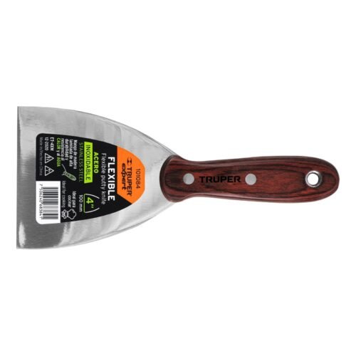 Espátula 4' Acero Inoxidable con Mango de Madera, perfecta para aplicar masilla y pintura, clave 101084 - Expert