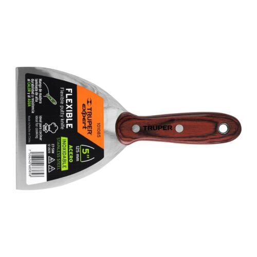 Espátula 5' Acero Inoxidable con Mango de Madera, herramienta robusta para trabajos de carpintería, clave 101085 - Expert