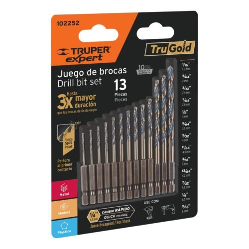 JBAV-13R.jpg Juego de 13 brocas HSS p/metal zanco cambio rápido, EXPERT