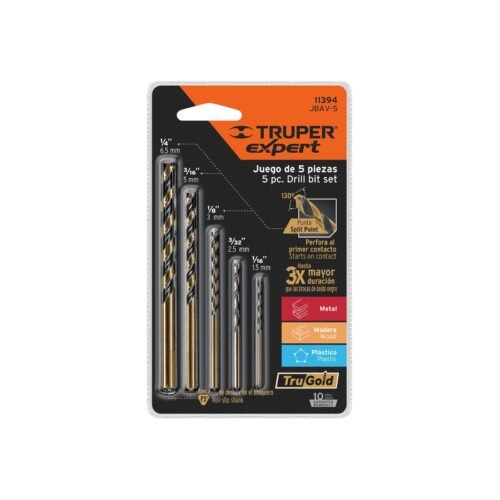 JBAV-5.jpg Juego de 5 brocas HSS para metal, TRUPER EXPERT