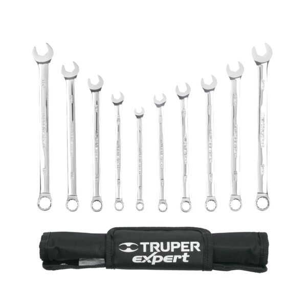 Jgo 10 llaves combinadas extralargas pulidas std y mm,EXPERT