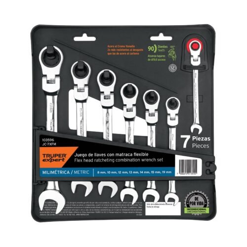 JC-7XFM.jpg Juego de 7 llaves combinadas mm con matraca flexible