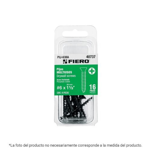 Blíster 13 pijas #6 x 2' cabeza plana phillips multiusos