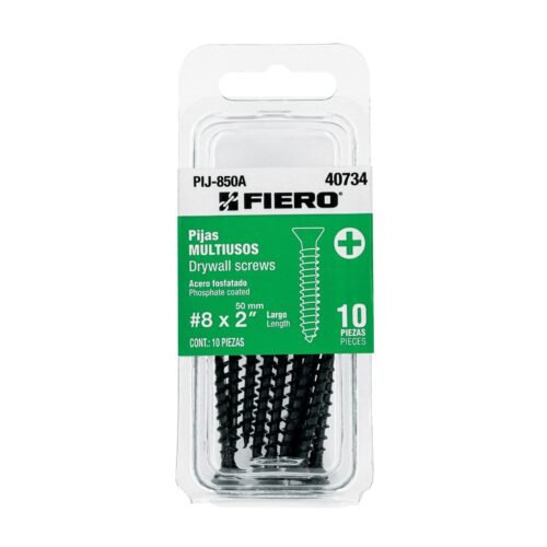 Blíster 10 pijas #8 x 2' cabeza plana phillips multiusos