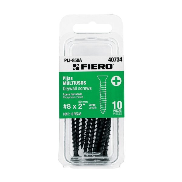 PIJ-850A.jpg Blíster 10 pijas #8 x 2' cabeza plana phillips multiusos