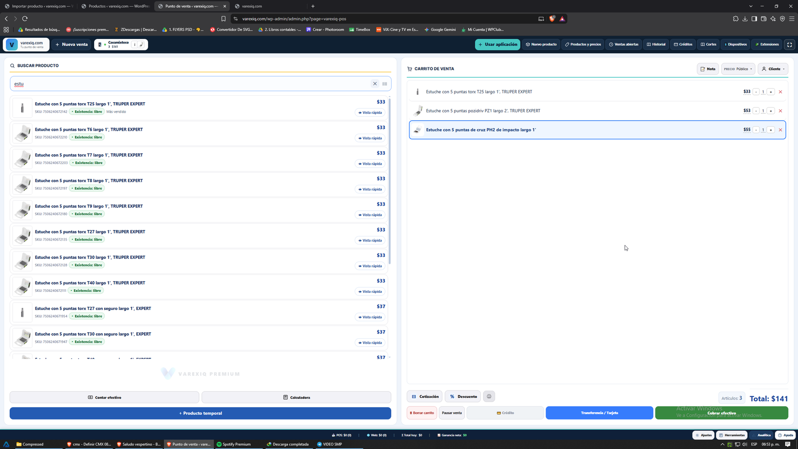 Punto de venta VAREXIQ real en computadora con productos de WooCommerce